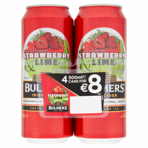 Bulmers Strawberry and Lime Can 4 Pack ABV 4%